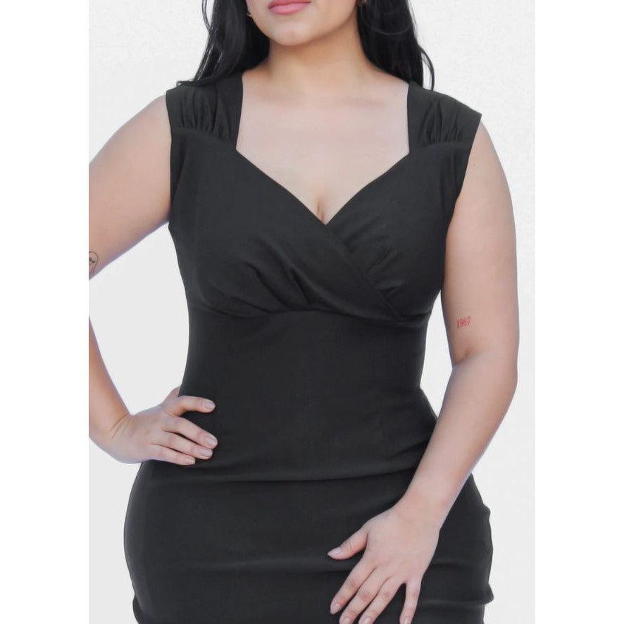 Sleeveless Fitted Black Wiggle Dress by Hemet  Glitz Glam and Rebellion