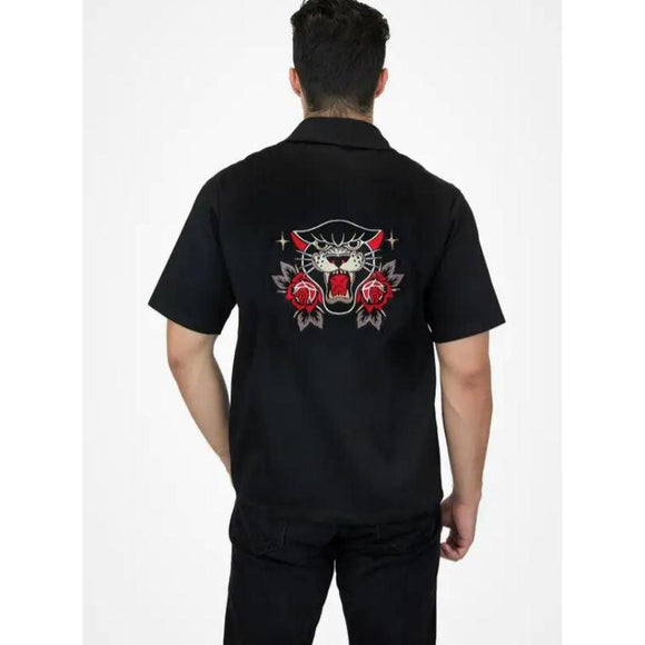 Men's Embroidered Panther Top by Hemet-Men's Shirts-Glitz Glam and Rebellion GGR Pinup, Retro, and Rockabilly Fashions