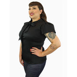 Black Oversized Tie-Neck Top by Hemet-Top-Glitz Glam and Rebellion GGR Pinup, Retro, and Rockabilly Fashions