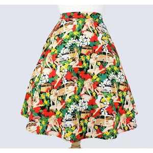 Vintage Hawaiian Tiki Aline Circle Skirt by Hemet-Skirts-Glitz Glam and Rebellion GGR Pinup, Retro, and Rockabilly Fashions