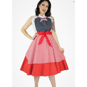 Retro Denim Gingham Apron by Hemet-Pinup Aprons-Glitz Glam and Rebellion GGR Pinup, Retro, and Rockabilly Fashions