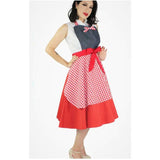 Retro Denim Gingham Apron by Hemet-Pinup Aprons-Glitz Glam and Rebellion GGR Pinup, Retro, and Rockabilly Fashions