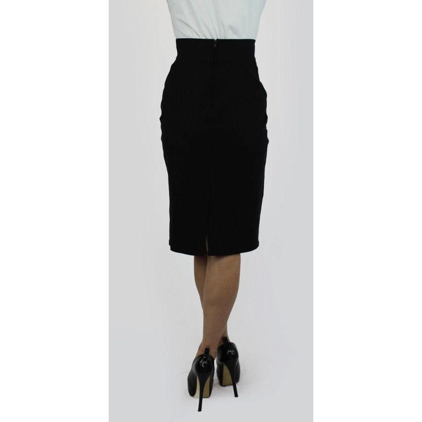 Hemet Pinup Pencil Skirt in Black with Spiderweb Embroidery