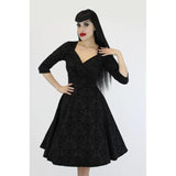 1940's Vintage Inspired Black Damask Circle Dress with pockets by Hemet-Dress-Glitz Glam and Rebellion GGR Pinup, Retro, and Rockabilly Fashions