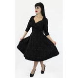 1940's Vintage Inspired Black Damask Circle Dress with pockets by Hemet-Dress-Glitz Glam and Rebellion GGR Pinup, Retro, and Rockabilly Fashions