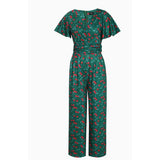 Dolly & Dotty Charlotte Emerald Green with Cherry Print Jumpsuit-Jumpsuits & Rompers-Glitz Glam and Rebellion GGR Pinup, Retro, and Rockabilly Fashions