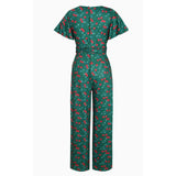 Dolly & Dotty Charlotte Emerald Green with Cherry Print Jumpsuit-Jumpsuits & Rompers-Glitz Glam and Rebellion GGR Pinup, Retro, and Rockabilly Fashions