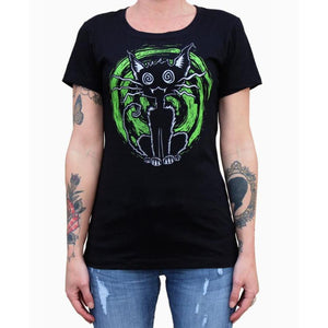 "Alley Cat" Art by ADI Women's Loose Neck T-Shirt by Black Market Art-Apparel & Accessories-Glitz Glam and Rebellion GGR Pinup, Retro, and Rockabilly Fashions