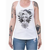 "Lil Marilyn" Art by Mouse Lopez Women's Racer Back Tank Top by Black Market Art-Apparel & Accessories-Glitz Glam and Rebellion GGR Pinup, Retro, and Rockabilly Fashions