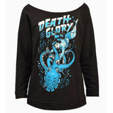 "Death or Glory" Art by ADI Women's Unfinished Scoop Neck Sweatshirt by Black Market Art-Apparel & Accessories-Glitz Glam and Rebellion GGR Pinup, Retro, and Rockabilly Fashions