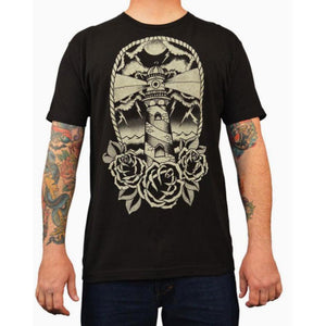 "Light House" Art by ADI Men's Graphic T-Shirt by Black Market Art-Apparel & Accessories-Glitz Glam and Rebellion GGR Pinup, Retro, and Rockabilly Fashions