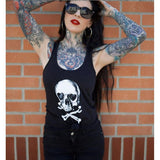 Cartel Ink - Lovely Bones Racer Back Tank-Apparel & Accessories-Glitz Glam and Rebellion GGR Pinup, Retro, and Rockabilly Fashions