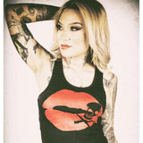 Cartel Ink - Kiss of Death Black Racer Back Tank-Apparel & Accessories-Glitz Glam and Rebellion GGR Pinup, Retro, and Rockabilly Fashions