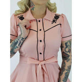 Hemet Pink Black Rose Vintage Rockabilly Country Western Dress-Glitz Glam and Rebellion GGR Pinup, Retro, and Rockabilly Fashions