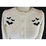 Ivory Embroidered Bat Cardigan Sweater by Hemet-Cardigan-Glitz Glam and Rebellion GGR Pinup, Retro, and Rockabilly Fashions