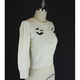 Ivory Embroidered Bat Cardigan Sweater by Hemet-Cardigan-Glitz Glam and Rebellion GGR Pinup, Retro, and Rockabilly Fashions