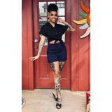 Rockin Bettie - High Waist Shorts in Navy-Shorts-Glitz Glam and Rebellion GGR Pinup, Retro, and Rockabilly Fashions