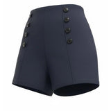 Rockin Bettie - High Waist Shorts in Navy-Shorts-Glitz Glam and Rebellion GGR Pinup, Retro, and Rockabilly Fashions