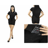 Stretchy Spiderweb Black Romper With Belt-Apparel & Accessories-Glitz Glam and Rebellion GGR Pinup, Retro, and Rockabilly Fashions