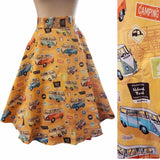 Van Camper - Caming Swing Skirt w/Pockets!-Skirts-Glitz Glam and Rebellion GGR Pinup, Retro, and Rockabilly Fashions