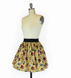Hemet Pleated Elastic Waist Skirt in Tattoo Flash Art