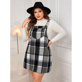 Honey Plus Size Plaid Wide Strap Overall Dress-Pinafore Dress-Glitz Glam and Rebellion GGR Pinup, Retro, and Rockabilly Fashions