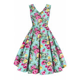 Candow Rendezvous Swing Dress – Aqua Rose-Dress-Glitz Glam and Rebellion GGR Pinup, Retro, and Rockabilly Fashions
