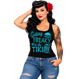 Pinky Star Tank Top - Getting Freaky At the Tiki in Blue-Tank Top-Glitz Glam and Rebellion GGR Pinup, Retro, and Rockabilly Fashions