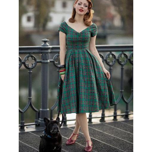 Dolly & Dotty Lily Dress in Green Tartan-Glitz Glam and Rebellion GGR Pinup, Retro, and Rockabilly Fashions