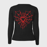 Pinky Star - Rockabilly Heart Web Graphic Print Spider Web Cardigan-Cardigan-Glitz Glam and Rebellion GGR Pinup, Retro, and Rockabilly Fashions