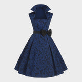 Midnight Vamp Collar Swing Dress-Apparel & Accessories-Glitz Glam and Rebellion GGR Pinup, Retro, and Rockabilly Fashions