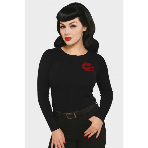 Pinky Star - Kiss of Death Cardigan-Cardigan-Glitz Glam and Rebellion GGR Pinup, Retro, and Rockabilly Fashions