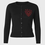 Pinky Star - Rockabilly Heart Web Graphic Print Spider Web Cardigan-Cardigan-Glitz Glam and Rebellion GGR Pinup, Retro, and Rockabilly Fashions
