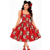 Candow Rosalie Swing Dress – Crimson Bloom-Dress-Glitz Glam and Rebellion GGR Pinup, Retro, and Rockabilly Fashions