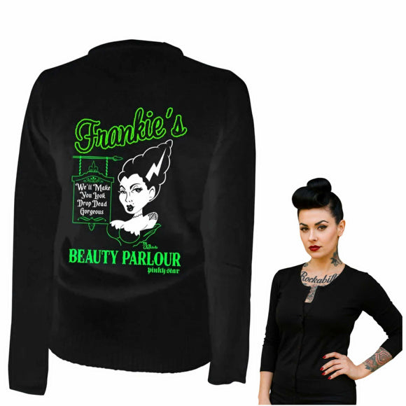 Pinky Star - Frankie’s Beauty Parlour Cardigan-Cardigan-Glitz Glam and Rebellion GGR Pinup, Retro, and Rockabilly Fashions