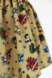 Hemet Pleated Elastic Waist Skirt in Tattoo Flash Art