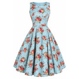Candow Little Rebel Swing Dress – Vintage Aqua Floral-Dress-Glitz Glam and Rebellion GGR Pinup, Retro, and Rockabilly Fashions