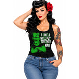 Pinky Star Tank Top - I Like A Well Put Together Man Frankenstein Monster-Tank Top-Glitz Glam and Rebellion GGR Pinup, Retro, and Rockabilly Fashions
