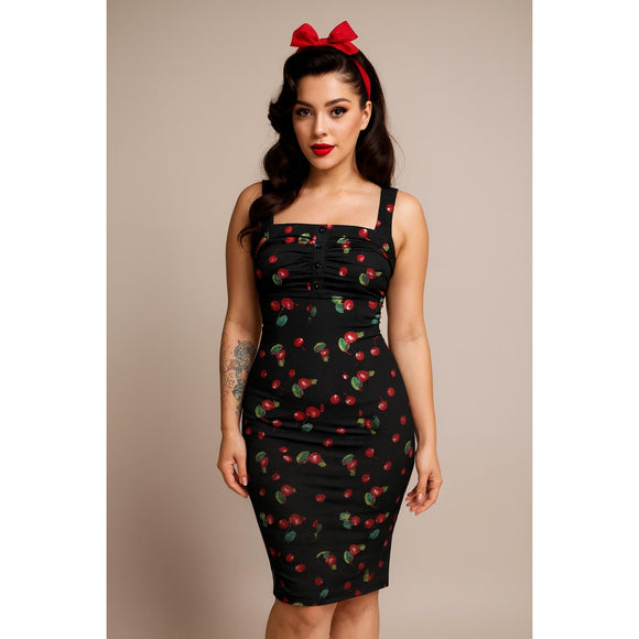 red and black pin up dress Belle Pin Up Halter Dress // Red & Black ~ HANDMADE