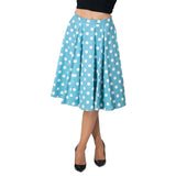 Eva Rose Fit & Flare Blue with White Polka Dots with Pockets-Apparel & Accessories-Glitz Glam and Rebellion GGR Pinup, Retro, and Rockabilly Fashions