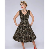 Hemet Leopard Print Sweetheart Vintage Inspired Circle Dress