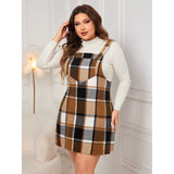 Honey Plus Size Plaid Wide Strap Overall Dress-Pinafore Dress-Glitz Glam and Rebellion GGR Pinup, Retro, and Rockabilly Fashions