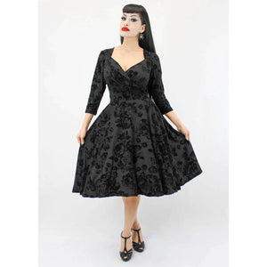 Black Roses Swing Dress by Hemet-Dress-Glitz Glam and Rebellion GGR Pinup, Retro, and Rockabilly Fashions