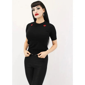 Red Swallows Pull Over by Hemet-Pullover Sweater-Glitz Glam and Rebellion GGR Pinup, Retro, and Rockabilly Fashions