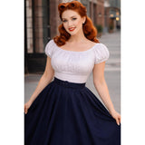 Pinup Peasant Top in Solid White-Blouse-Glitz Glam and Rebellion GGR Pinup, Retro, and Rockabilly Fashions