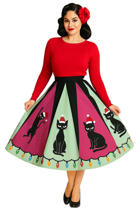 Atomic Kitty Christmas Skirt