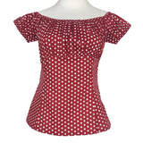 Peasant Blouse - Red Polkadot-blouse-Glitz Glam and Rebellion GGR Pinup, Retro, and Rockabilly Fashions
