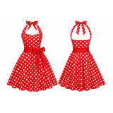 Ruby Rebel Polkadot Halter Swing Dress-Dress-Glitz Glam and Rebellion GGR Pinup, Retro, and Rockabilly Fashions