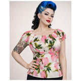 Pinup Peasant Blouse in Pink Lemons-Blouse-Glitz Glam and Rebellion GGR Pinup, Retro, and Rockabilly Fashions
