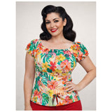 Peasant Blouse - Tiki Florals-blouse-Glitz Glam and Rebellion GGR Pinup, Retro, and Rockabilly Fashions